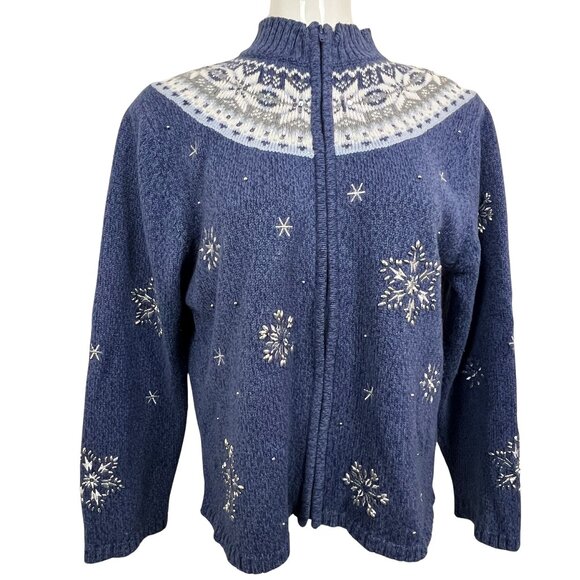 Crystal Kobe Fair Isle Snowflake Cardigan Sweater - Picture 9 of 9
